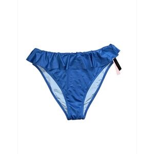 Victoria's Secret Swim Blue Metallic Ruffle Bikini Bottoms XL NEW